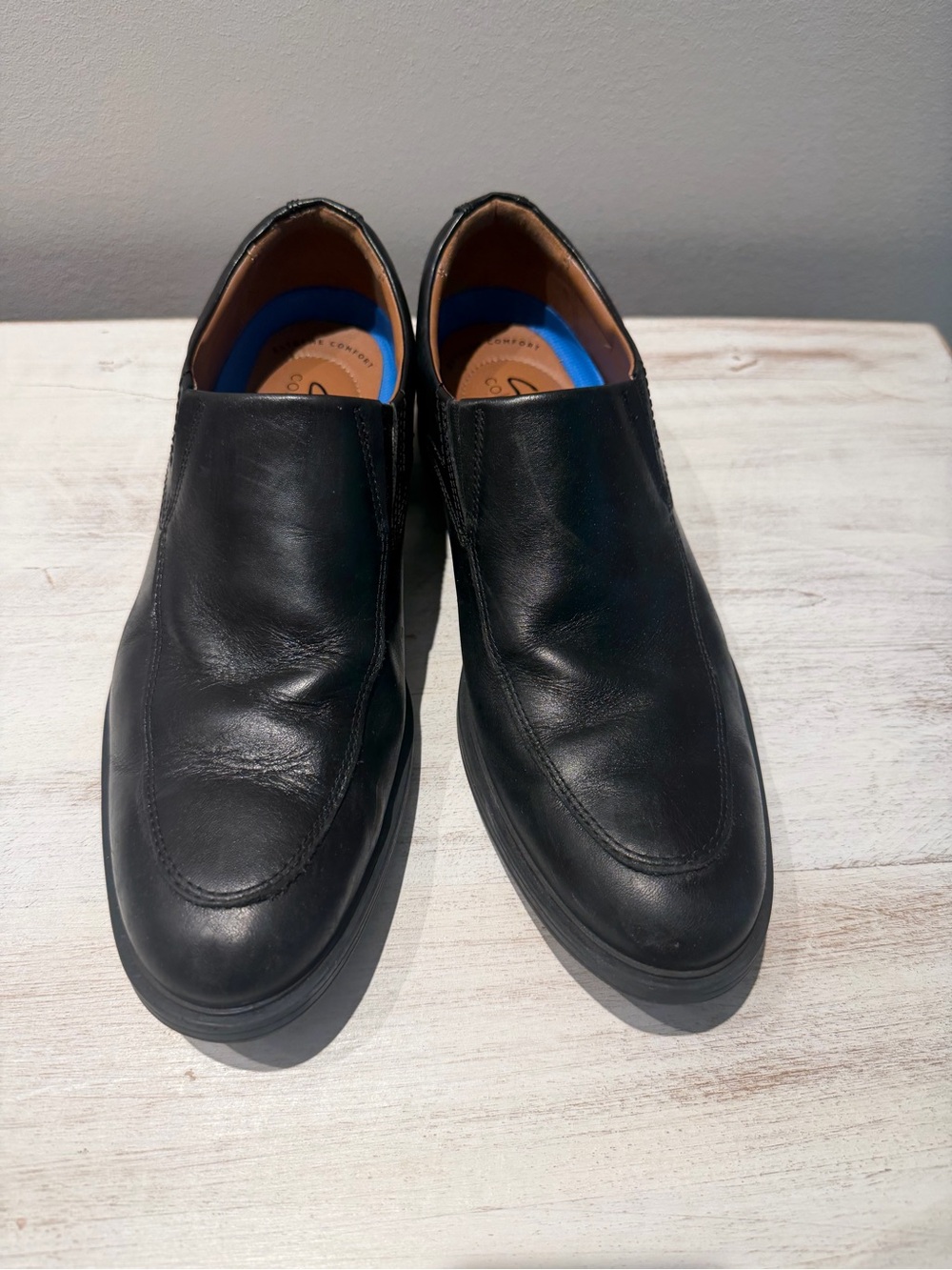Clarks Black Slip-On Leather Loafers